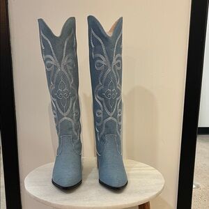 Denim Western Boots